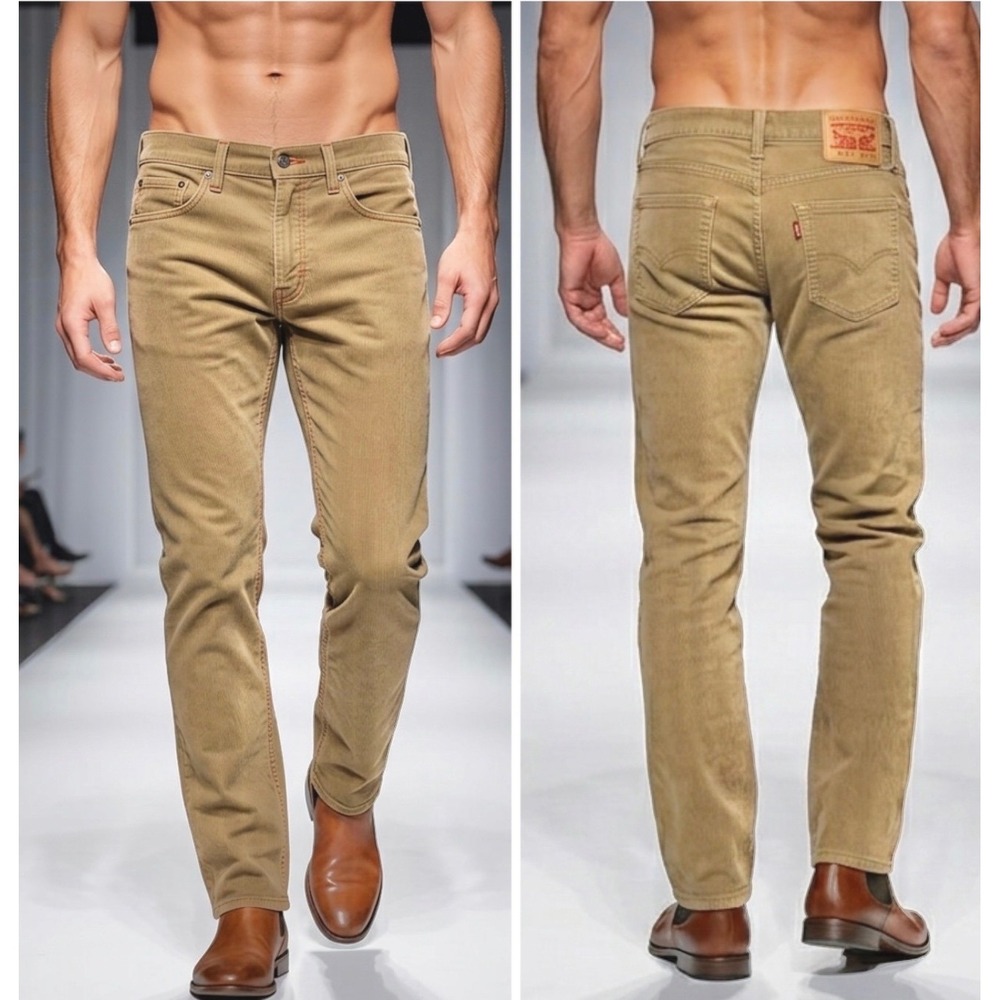 Levis 513 Slim Straight Pants Mens 30x31 Khaki Tan Brown Cotton Blend Stretch